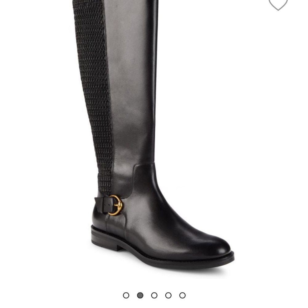 Cole Haan Black Over the Knee Boots with Smooth Leather and Slim Shaft